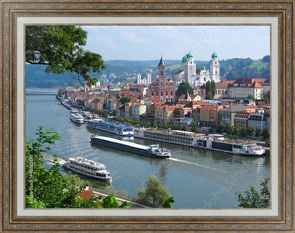 Постер Германия, Пассау - город на трех реках в Нижней Баварии с типом исполнения На холсте в раме в багетной раме 595.M52.330