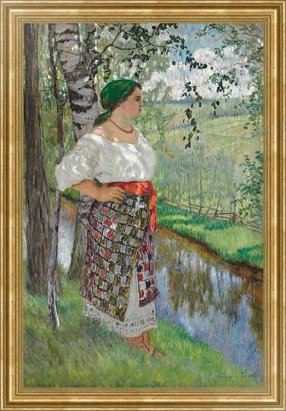 Постер Peasant Woman by a Brook, 1912 с типом исполнения На холсте в раме в багетной раме NA033.1.051