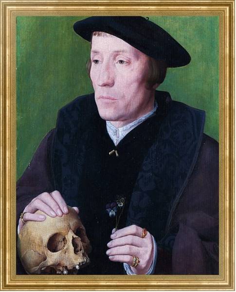 Постер Мужчина с фиалкой и черепом с типом исполнения На холсте в раме в багетной раме NA033.1.051