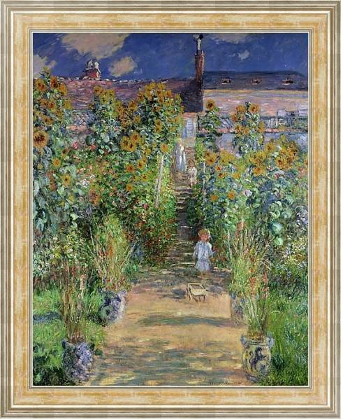 Постер Monet's garden at V?theuil с типом исполнения На холсте в раме в багетной раме NA053.0.115