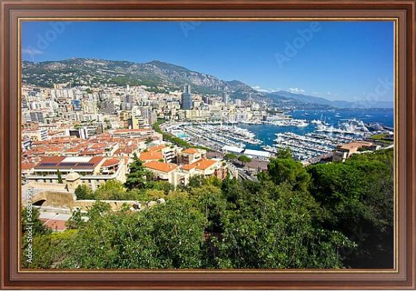 Постер Монако. Вид на бухту и и город с типом исполнения На холсте в раме в багетной раме 35-M719P-83