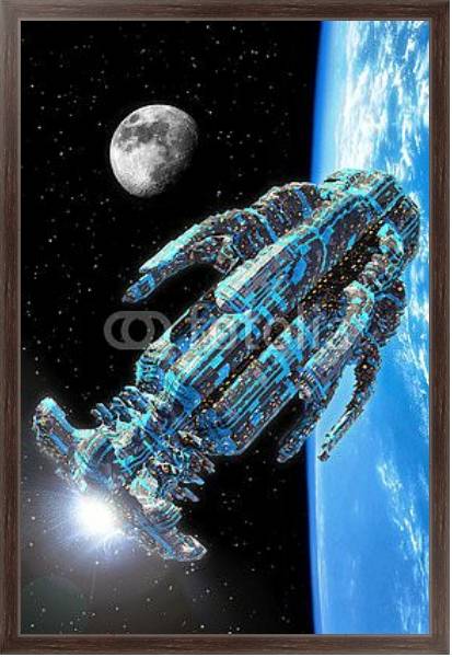 Постер Космический корабль №005 с типом исполнения На холсте в раме в багетной раме 221-02