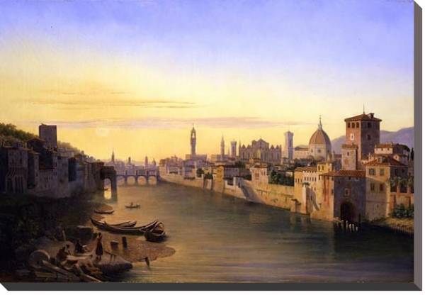 Постер Флоренция, вид на реку Арно с типом исполнения На холсте без рамы