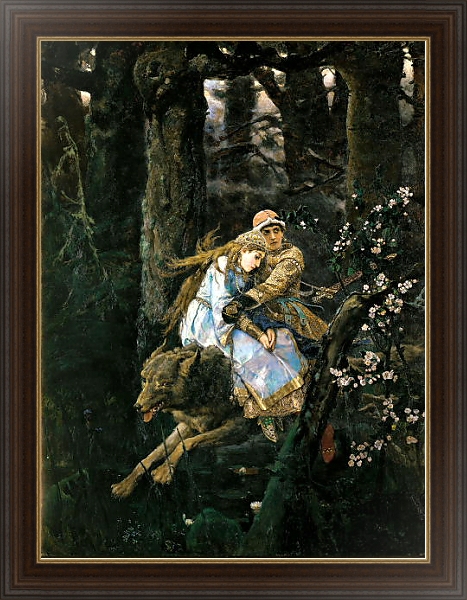 Постер Иван Царевич на сером волке. 1889 с типом исполнения На холсте в раме в багетной раме 1.023.151