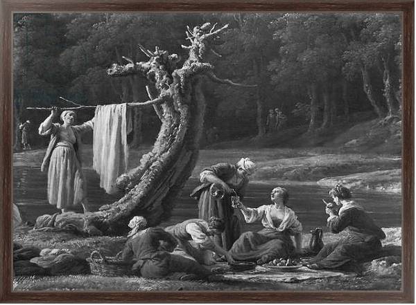 Постер Morning, The Bathers, right hand side detail, 1772 с типом исполнения На холсте в раме в багетной раме 221-02