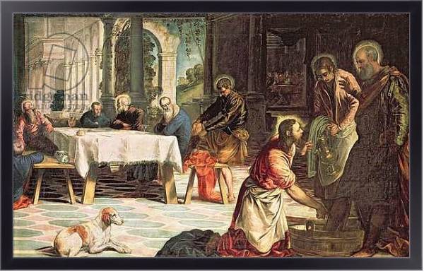 Постер Christ Washing the Feet of the Disciples, detail of the right hand side, c.1547 с типом исполнения На холсте в раме в багетной раме 221-01