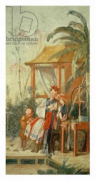Постер A Chinese Garden, study for a tapestry cartoon, c.1742 с типом исполнения На холсте в раме в багетной раме 221-03