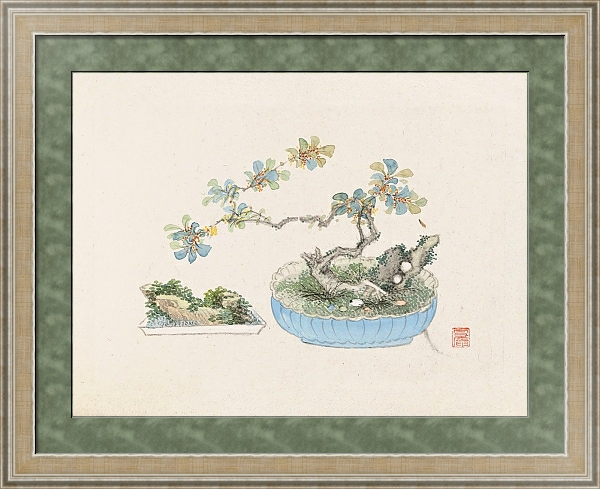 Постер Bonsai kabenzu, Pl.22 с типом исполнения Акварель в раме в багетной раме 485.M40.584