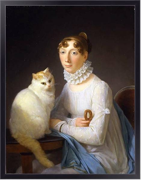 Постер Дама с кошкой с типом исполнения На холсте в раме в багетной раме 221-01