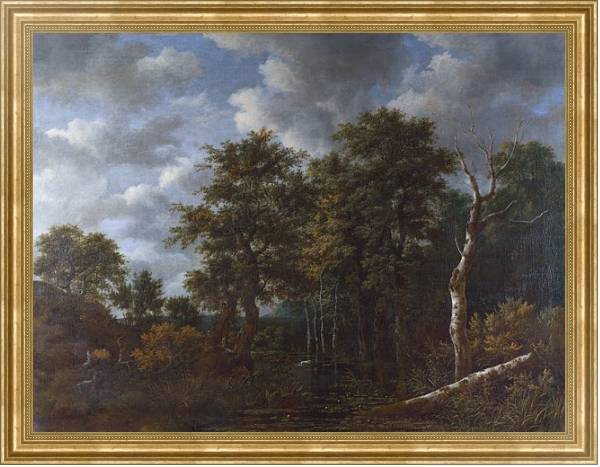 Постер Пруд, окруженный деревьями с типом исполнения На холсте в раме в багетной раме NA033.1.051