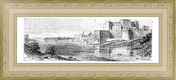 Постер The castle of Brindisi vintage engraving. с типом исполнения Акварель в раме в багетной раме 484.M48.725