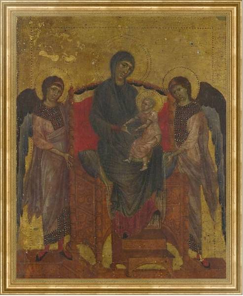Постер Дева Мария с ребенком, окруженная двумя ангелами с типом исполнения На холсте в раме в багетной раме NA033.1.051