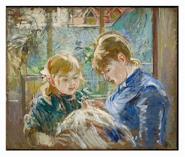 Постер The Artist's Daughter, Julie, with her Nanny, c.1884 с типом исполнения На холсте в раме в багетной раме 221-03
