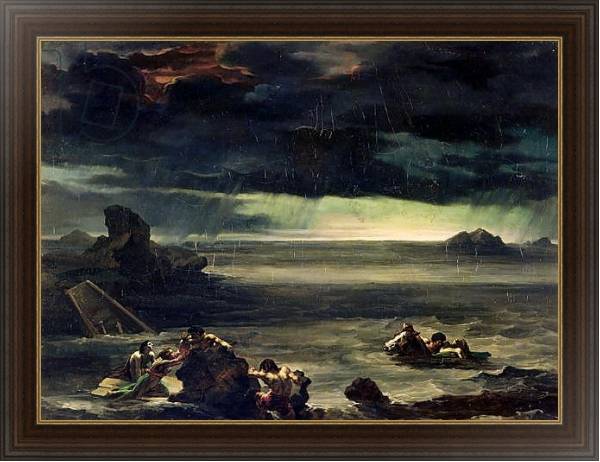 Постер Scene of the Deluge, 1818-20 с типом исполнения На холсте в раме в багетной раме 1.023.151