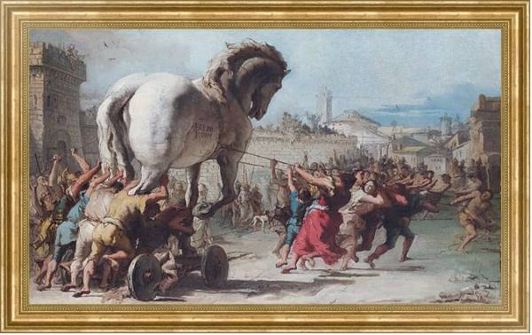 Постер Проведение Троянского коня в Трою с типом исполнения На холсте в раме в багетной раме NA033.1.051