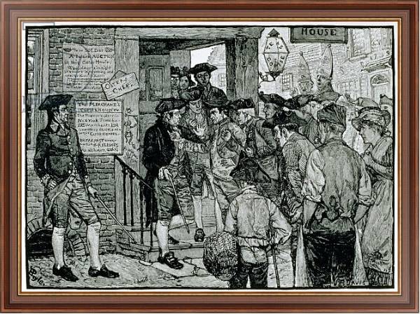 Постер The Mob Attempting to Force a Stamp Officer to Resign, from Harper's Magazine, 1882 с типом исполнения На холсте в раме в багетной раме 35-M719P-83