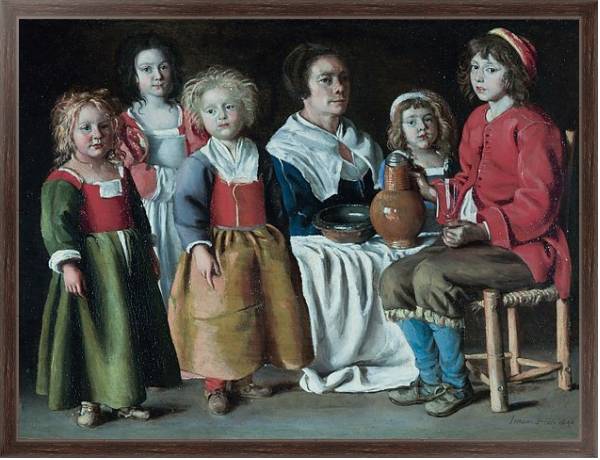 Постер Женщина и пять детей с типом исполнения На холсте в раме в багетной раме 221-02