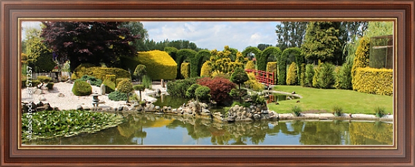 Постер Японский сад с прудом с типом исполнения На холсте в раме в багетной раме 35-M719P-83