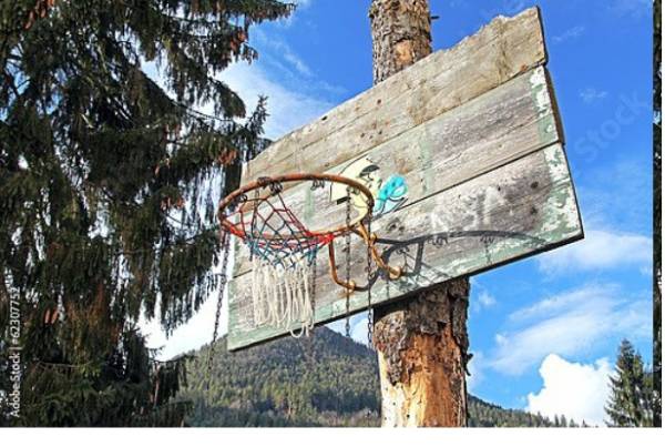 Постер Старая баскетбольная корзина с типом исполнения На холсте без рамы
