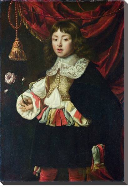 Постер Портрет мальчика, держащего розу с типом исполнения На холсте без рамы