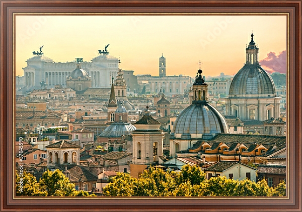 Постер Италия, Рим. Панорама с типом исполнения На холсте в раме в багетной раме 35-M719P-83