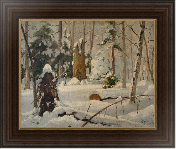 Постер Зимний лес, 1899г с типом исполнения На холсте в раме в багетной раме 1.023.151