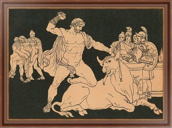 Постер Entellus killing the Bull с типом исполнения На холсте в раме в багетной раме 35-M719P-83