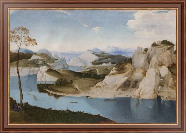 Постер Пейзаж - Река среди гор с типом исполнения На холсте в раме в багетной раме 35-M719P-83