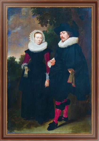 Постер Портрет мужчины и женщины с типом исполнения На холсте в раме в багетной раме 35-M719P-83