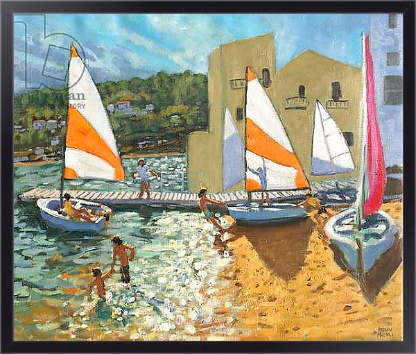 Постер Launching boats,Calella de Palafrugell,Spain, с типом исполнения На холсте в раме в багетной раме 221-01