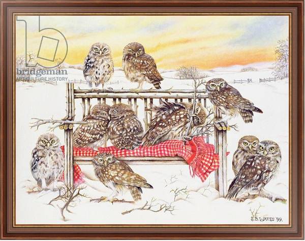 Постер Little Owls on Twig Bench, 1999 с типом исполнения На холсте в раме в багетной раме 35-M719P-83