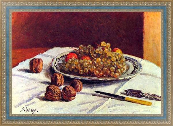 Постер Натюрморт, виноград и орехи с типом исполнения На холсте в раме в багетной раме 484.M48.685