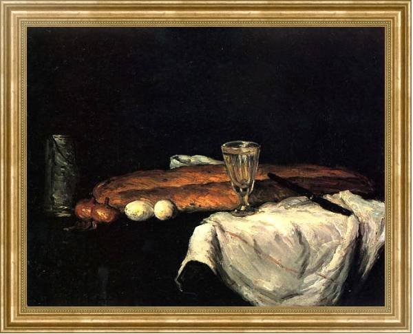Постер Натюрморт с хлебом и яйцами с типом исполнения На холсте в раме в багетной раме NA033.1.051
