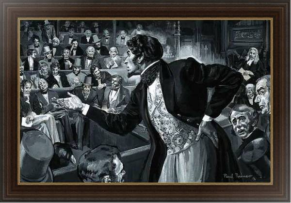 Постер Benjamin Disraeli during his maiden speech to Parliament с типом исполнения На холсте в раме в багетной раме 1.023.151