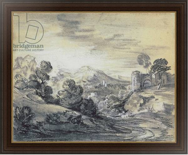 Постер Wooded Landscape with Castle, c.1785-88 с типом исполнения На холсте в раме в багетной раме 1.023.151