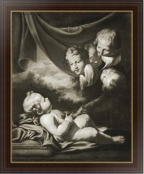 Постер Мальчик с ангелами с типом исполнения На холсте в раме в багетной раме 1.023.151