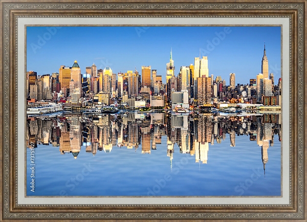 Постер США, Нью-Йорк. New York City View over Hudson River с типом исполнения На холсте в раме в багетной раме 595.M52.330