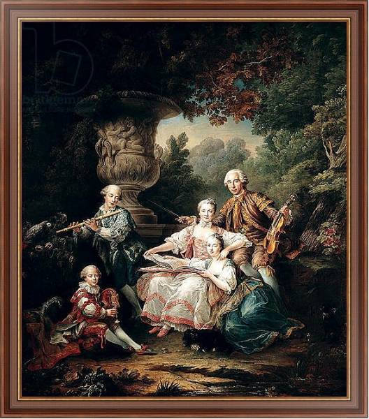 Постер Louis du Bouchet Marquis de Sourches and his Family, 1750 с типом исполнения На холсте в раме в багетной раме 35-M719P-83