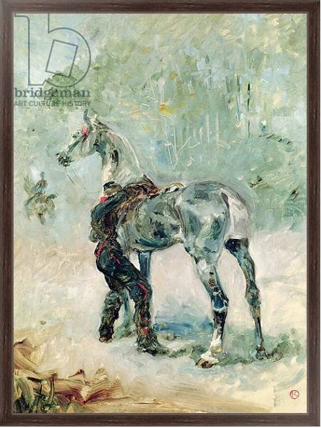 Постер Artilleryman Saddling his Horse, 1879 с типом исполнения На холсте в раме в багетной раме 221-02