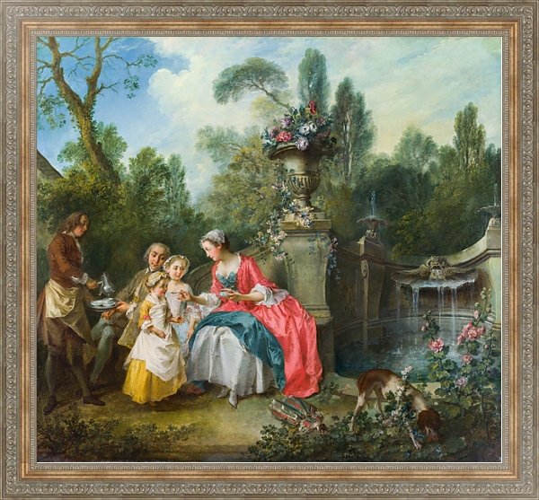 Постер Кофепитие в саду с типом исполнения На холсте в раме в багетной раме 484.M48.310