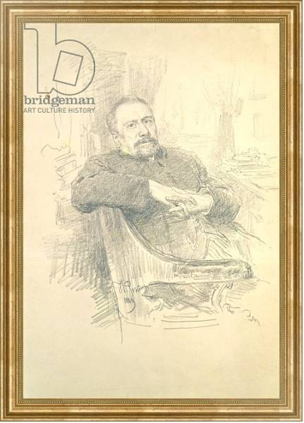 Постер Portrait of Nikolaj Leskov, 1889 с типом исполнения На холсте в раме в багетной раме NA033.1.051