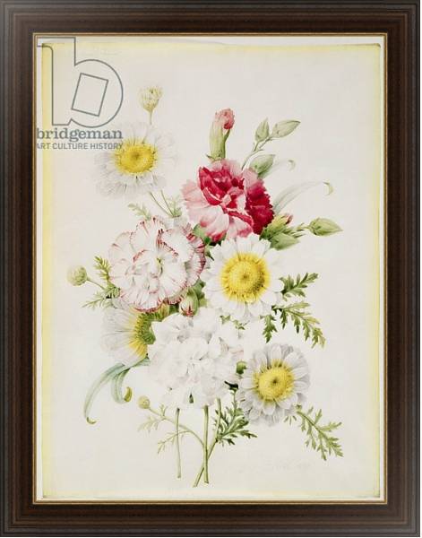Постер Bunch of Mixed Carnations and White Marigolds, 1839 с типом исполнения На холсте в раме в багетной раме 1.023.151