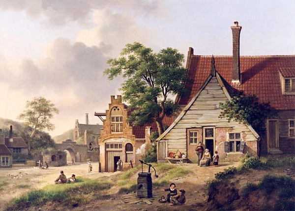 Постер Голландская деревушка с типом исполнения На холсте без рамы