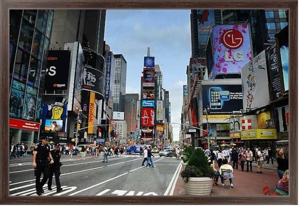Постер Нью-Йорк. Таймс-Сквер 3 с типом исполнения На холсте в раме в багетной раме 221-02