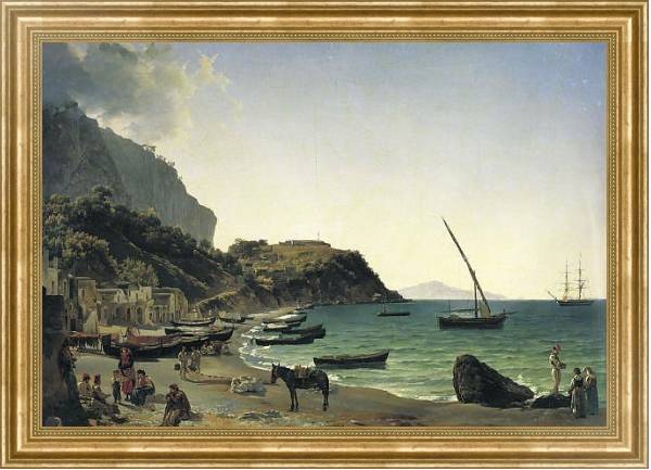 Постер Большая гавань на острове Капри. 1828 с типом исполнения На холсте в раме в багетной раме NA033.1.051