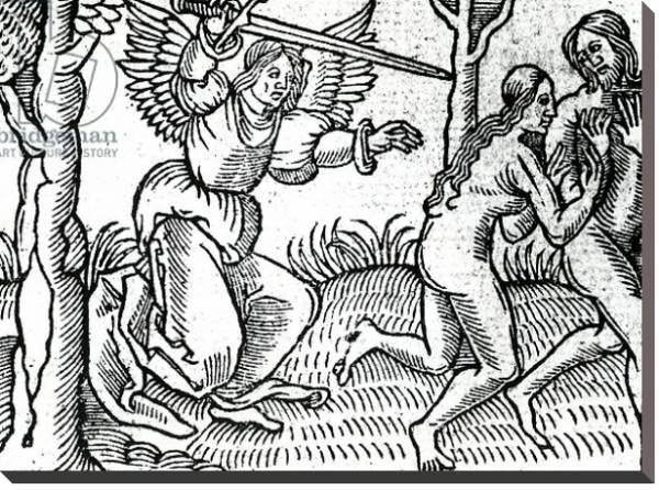 Постер The Expulsion from the Garden of Eden, illustration from Cranmer's Bible, 1540 с типом исполнения На холсте без рамы