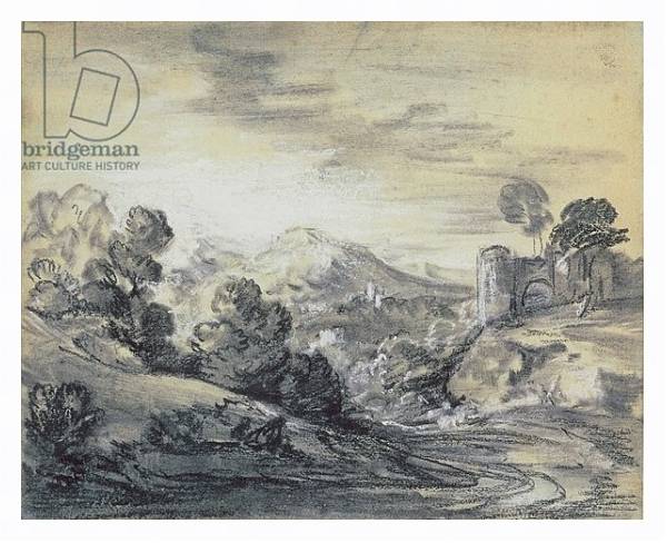 Постер Wooded Landscape with Castle, c.1785-88 с типом исполнения На холсте в раме в багетной раме 221-03