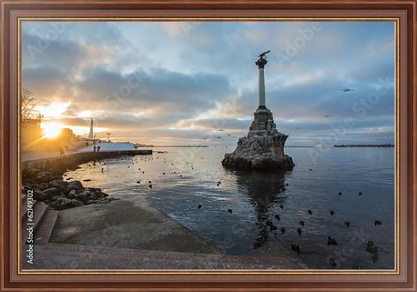 Постер Крым. Памятник Затопленным кораблям в Севастополе с типом исполнения На холсте в раме в багетной раме 35-M719P-83