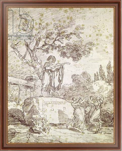 Постер An Italian Guitarist Playing for Three Dancing Girls с типом исполнения На холсте в раме в багетной раме 35-M719P-83