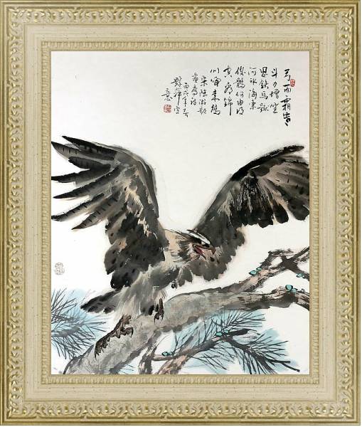 Постер Восточные птицы 48 с типом исполнения Акварель в раме в багетной раме 484.M48.725